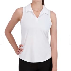 Head Polo Shirt White Women's Large Activewear Top Sleeveless Golf NWT